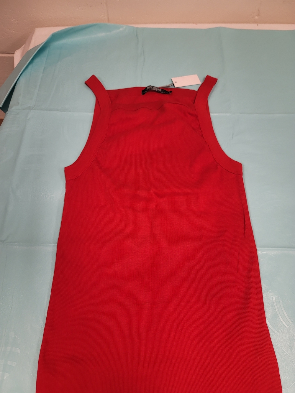Men's Red Ribbed Square-Neck Tank Top - Picture 3 of 15